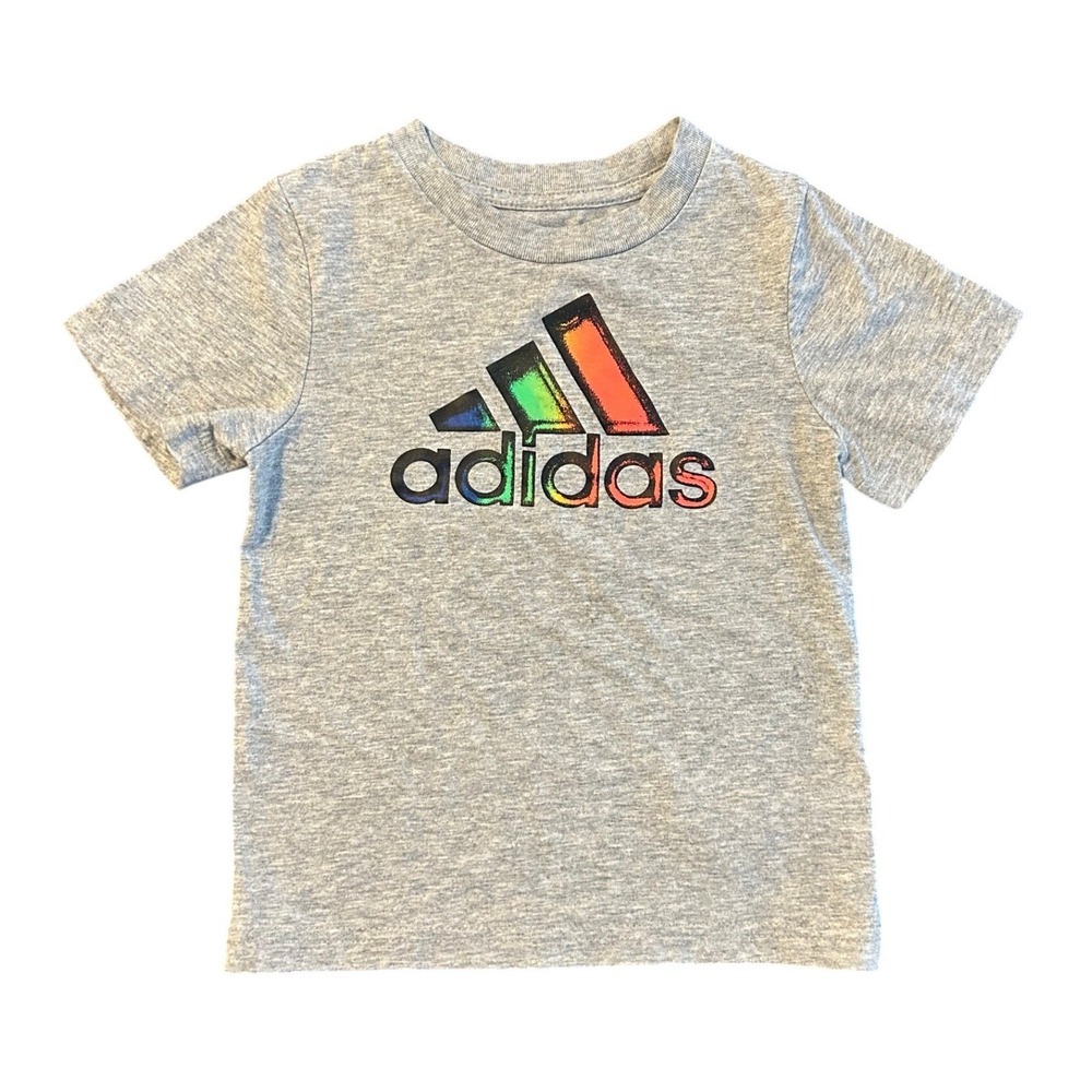 Adidas Toddler Boys Gray Rainbow Gradient Logo Graphic T-Shirt AG0368 18M 1504